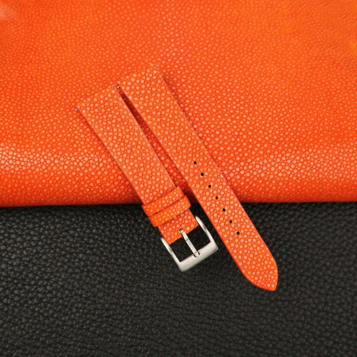 - 16mm, 17mm, carbon acquisition monkey 18mm, 19mm, 20mm, 21mm, 22mm, 23mm & 24mm Watch Bands (Orange) Stingray Leather Watch Bands for Men Women - Vintage Handmade Leather Watch Straps - Quick Release Watch Bands 