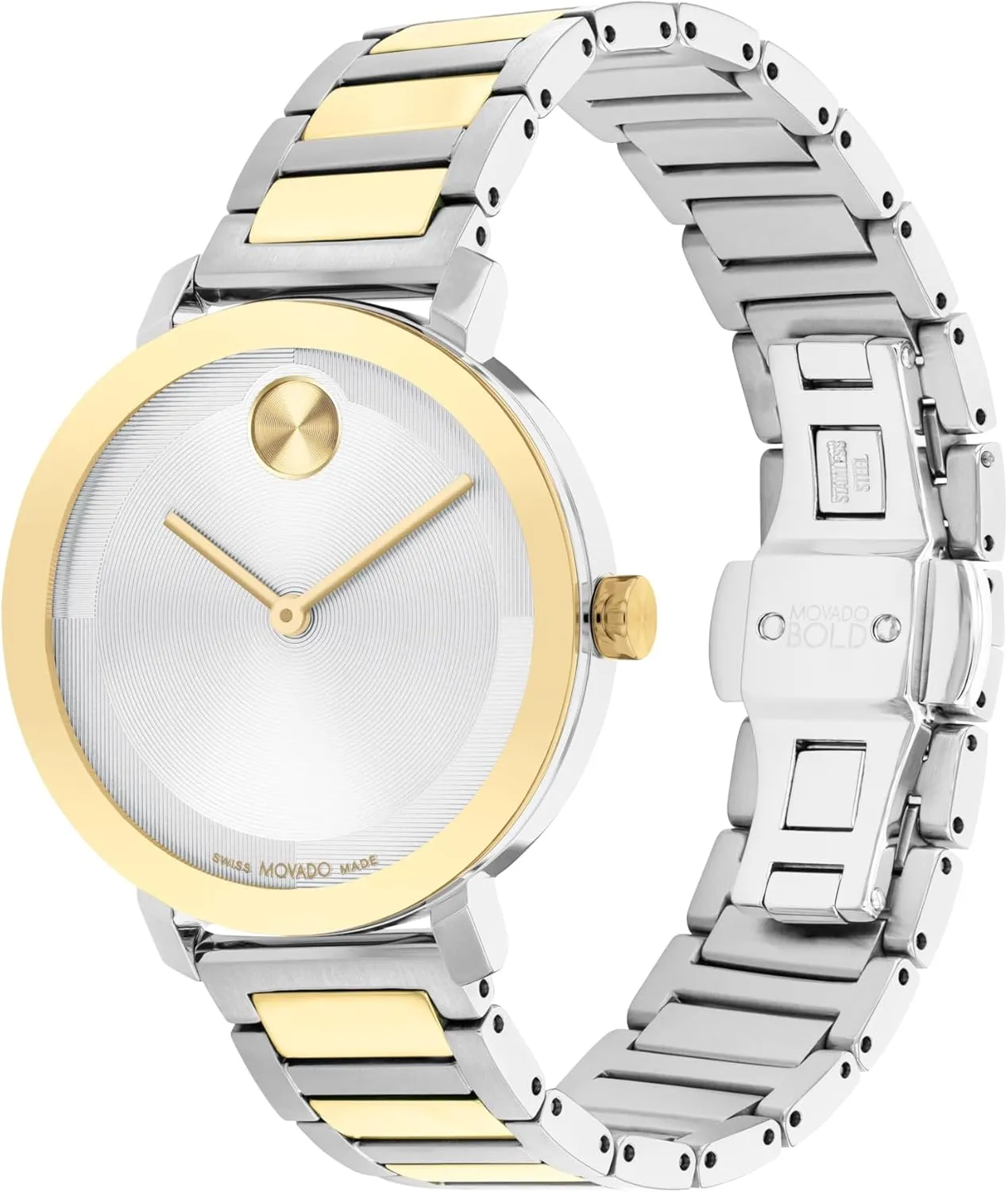 - 34mm Movado Bold Evolution 2.0 Women's Watch - logical decipher surpass Swiss Quartz Movement, Stainless Steel Link Bracelet - 3 ATM Water Resistance - Luxury Fashion Timepiece for Her 
