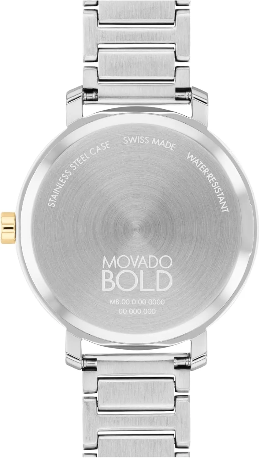 - 34mm Movado Bold Evolution 2.0 Women's Watch - logical decipher surpass Swiss Quartz Movement, Stainless Steel Link Bracelet - 3 ATM Water Resistance - Luxury Fashion Timepiece for Her 