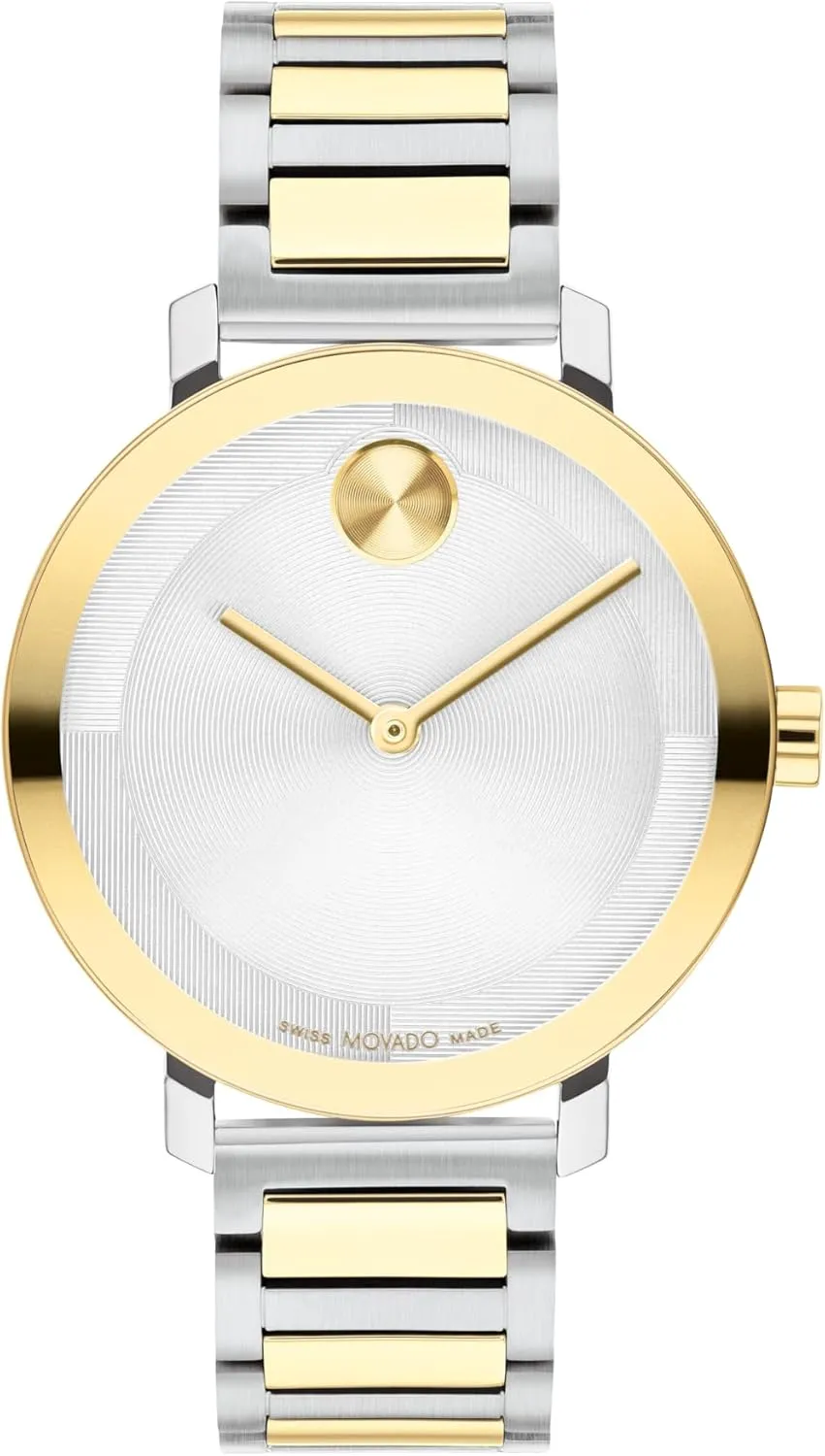 - 34mm Movado Bold Evolution 2.0 Women's Watch - logical decipher surpass Swiss Quartz Movement, Stainless Steel Link Bracelet - 3 ATM Water Resistance - Luxury Fashion Timepiece for Her 