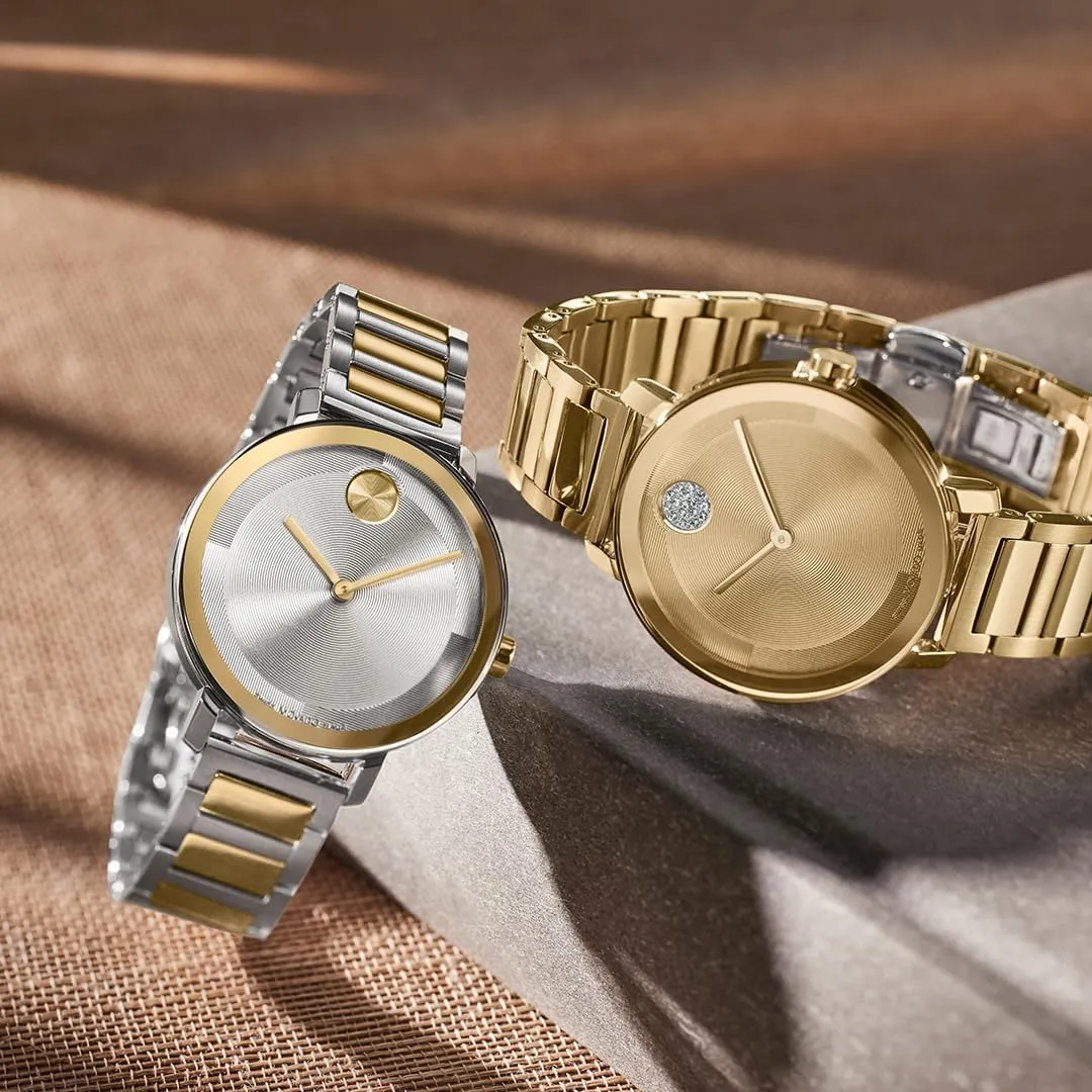 - 34mm Movado Bold Evolution 2.0 Women's Watch - logical decipher surpass Swiss Quartz Movement, Stainless Steel Link Bracelet - 3 ATM Water Resistance - Luxury Fashion Timepiece for Her 