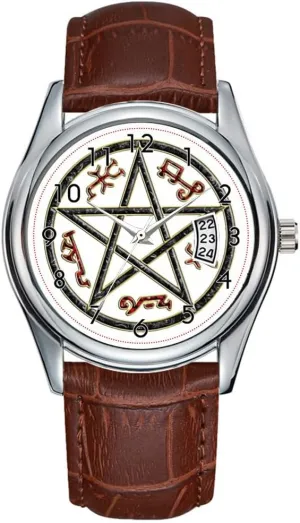 - Black Wrist Watches Men Watch Casual Waterproof Quartz Watches Clock Date Classic Business Brown Leather Christmas Wristwatch ver 06 aside - Solomon's Devil's Demon Trap 