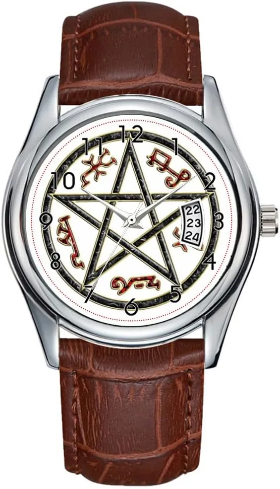 - Black Wrist Watches Men Watch Casual Waterproof Quartz Watches Clock Date Classic Business Brown Leather Christmas Wristwatch ver 06 aside - Solomon's Devil's Demon Trap 