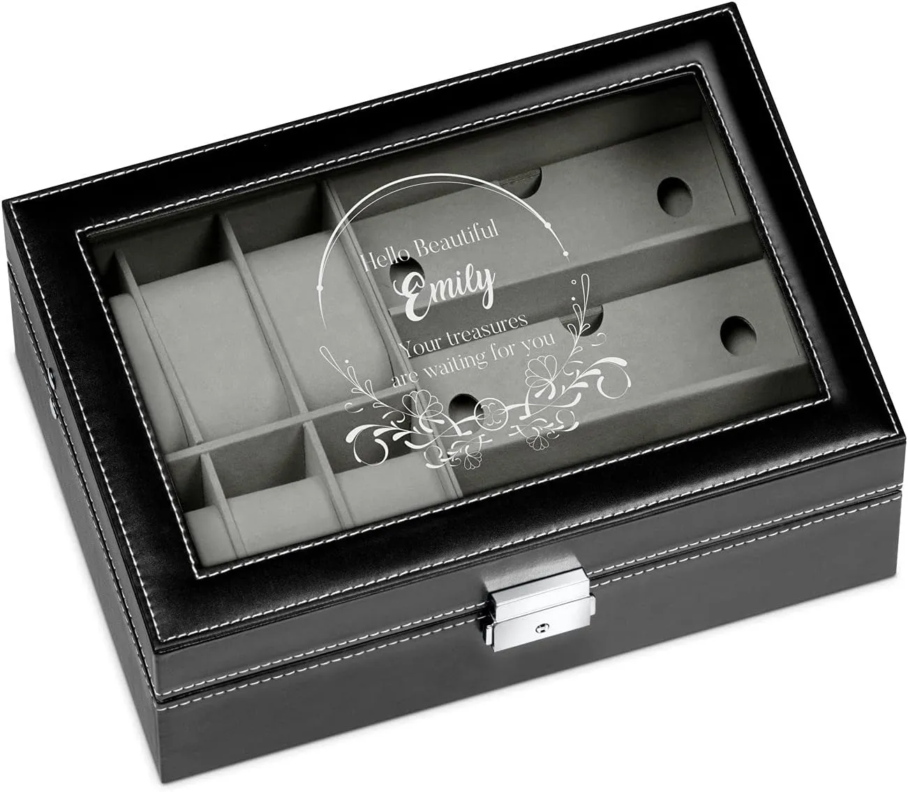 - Elegant jewelry box - Stylish watch box - Personalized birthday gift for women - beautiful Maverton Watches & shred firmly illegible feminist Sunglasses Organizer - Storage case with engravable lid 