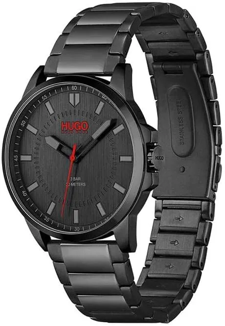 - Fashion Wristwatch - Gift for Men HUGO #First Men's Stainless round Steel Quartz Watch - 43MM - Water Resistant 