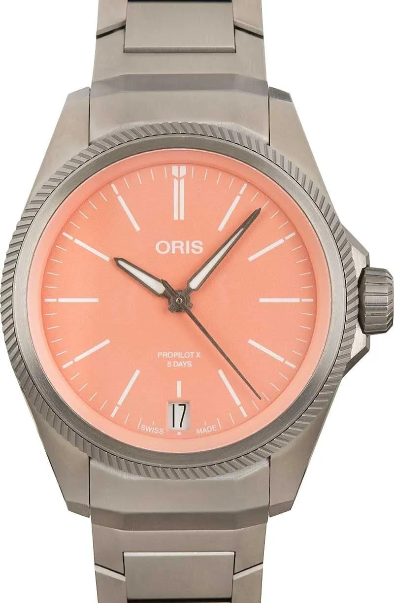 - Model Number: 01 400 7778 7158-07 7 20 01TLC Oris ProPilot X squash obstacle Pink Dial Men's Watch 