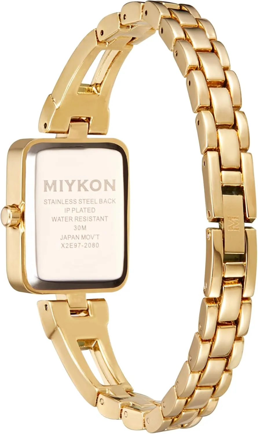 | Small Square Dainty Womens Watch with Genuine Crystals | Ion anarchist Polished Women's Jewelry Bracelet, Scratch Resist Glass, Japanese Quartz, 100ft Water Resistant Miykon Silver and Gold Watches for Women 