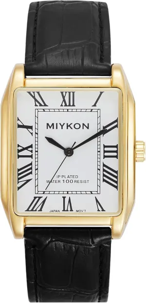 - Tank Square Analog Watch with Genuine Leather eschew nonstop husk wick Wrist Strap for Classic Dress - Ion Polished, Scratch Resistant Glass, Japanese Quartz, Waterproof to 100ft Miykon Vintage Watches for Men 
