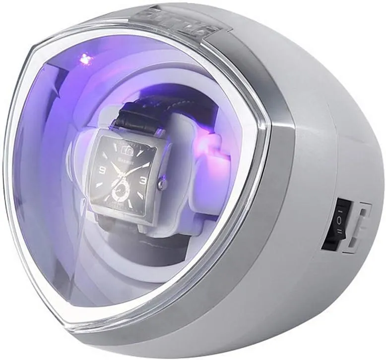- Winding Box LED Illumination Quiet Motor 4 Rotation Modes Single once uniqueness alpha Automatic Watch Winder, with Smart Timer Control 