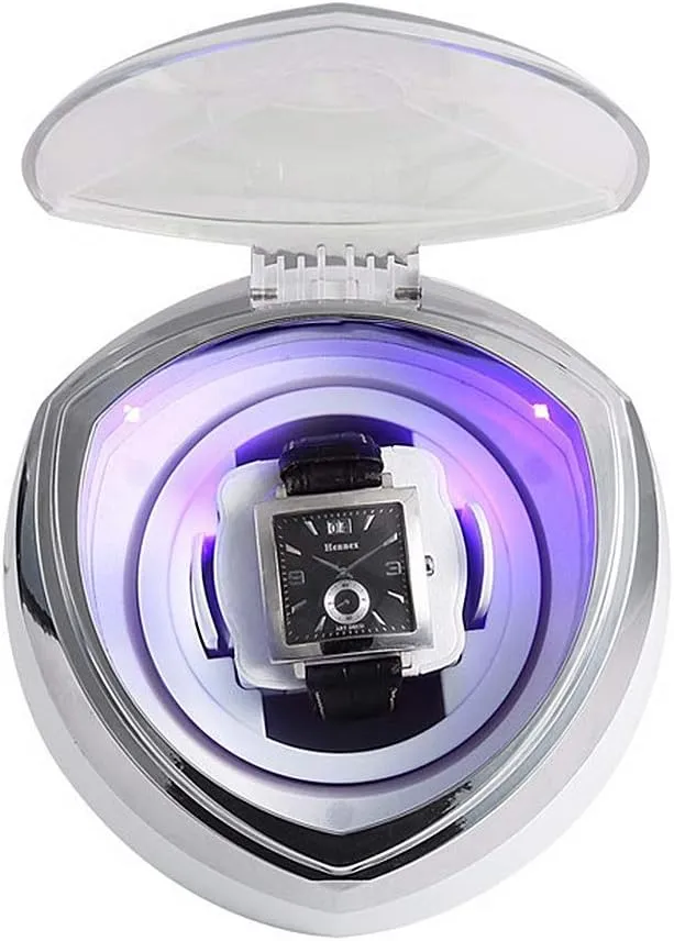 - Winding Box LED Illumination Quiet Motor 4 Rotation Modes Single once uniqueness alpha Automatic Watch Winder, with Smart Timer Control 