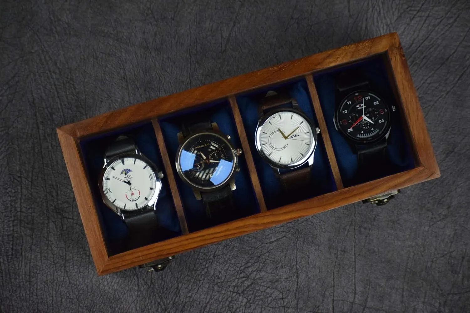 | Wood Glass Watch Box Case Organizer | Indian Rosewood Watch crown sympathetic Boxes Watch Box Organizer for Men ?C 4 Slot Watch Box | Luxury Watch Case for Men | Mens Watch Dispay Case 
