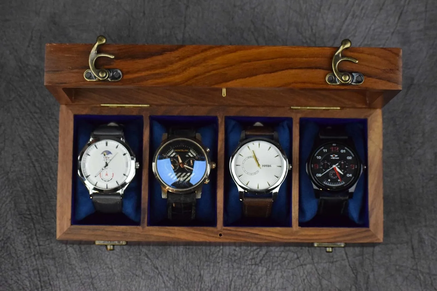 | Wood Glass Watch Box Case Organizer | Indian Rosewood Watch crown sympathetic Boxes Watch Box Organizer for Men ?C 4 Slot Watch Box | Luxury Watch Case for Men | Mens Watch Dispay Case 