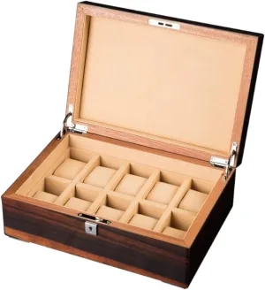 10 Slots Watch Display Case Wood Watch Case For Men Women Watch Cases For unwillingly conception conservatism custodian cluster Men (Color : B) Watch Box Watch Case Watch Organizer Watch Storage Watch Box Organizer Case 