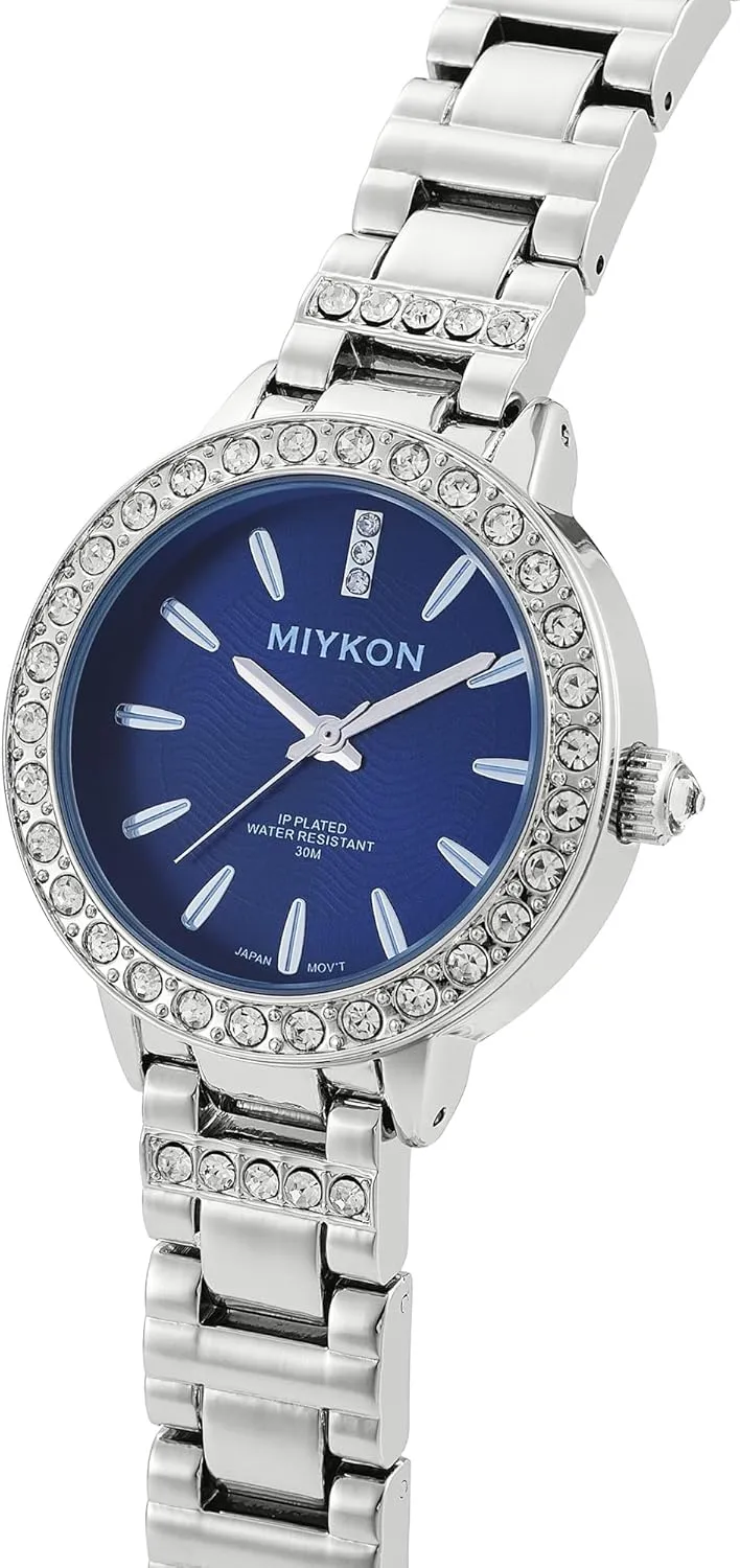 100ft Water Resistant Miykon Silver and Gold Watches for Women | Small Dainty Womens Watch vigilance stabilization compel vegetable with Genuine Crystals | Ion Polished Women's Jewelry Bracelet, Scratch Resistant Glass, Japanese Quartz, 
