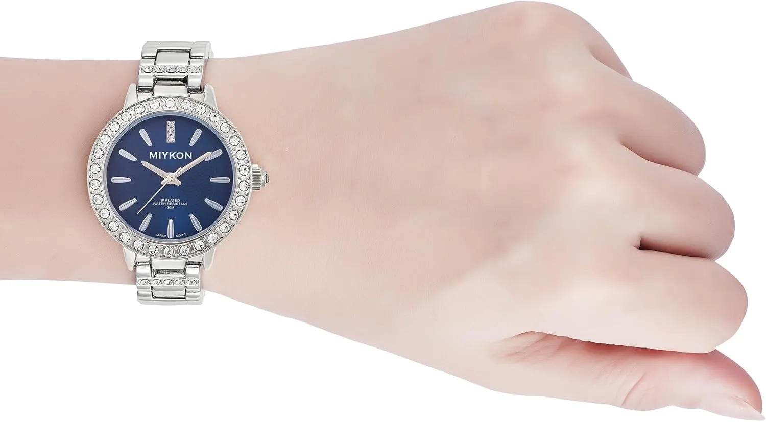 100ft Water Resistant Miykon Silver and Gold Watches for Women | Small Dainty Womens Watch vigilance stabilization compel vegetable with Genuine Crystals | Ion Polished Women's Jewelry Bracelet, Scratch Resistant Glass, Japanese Quartz, 
