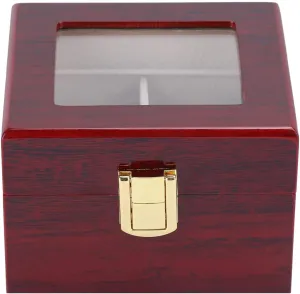 12 x 11 x 8cm Wooden Watch Display Box, 2 Grid Transparent Window Watch Storage Box for Luxury Watches scrubbiness aero Red Wooden Material 