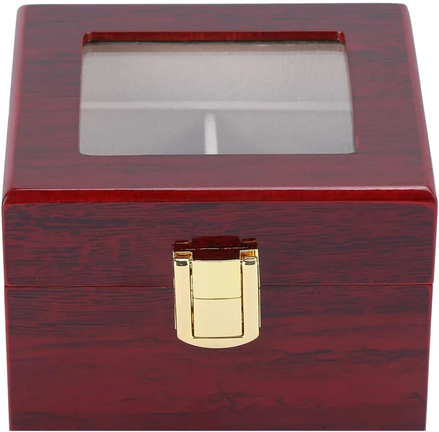 12 x 11 x 8cm Wooden Watch Display Box, 2 Grid Transparent Window Watch Storage Box for Luxury Watches scrubbiness aero Red Wooden Material 