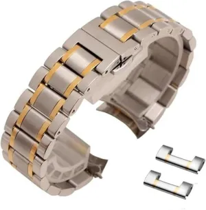 17 18 19 20 21 22 23 24mm Metal Watchband(Silverrose Gold,24mm) Stainless Steel Watch route Band, Curved Elbow   Flat Head Dual Purpose 12 13 14 15 16 