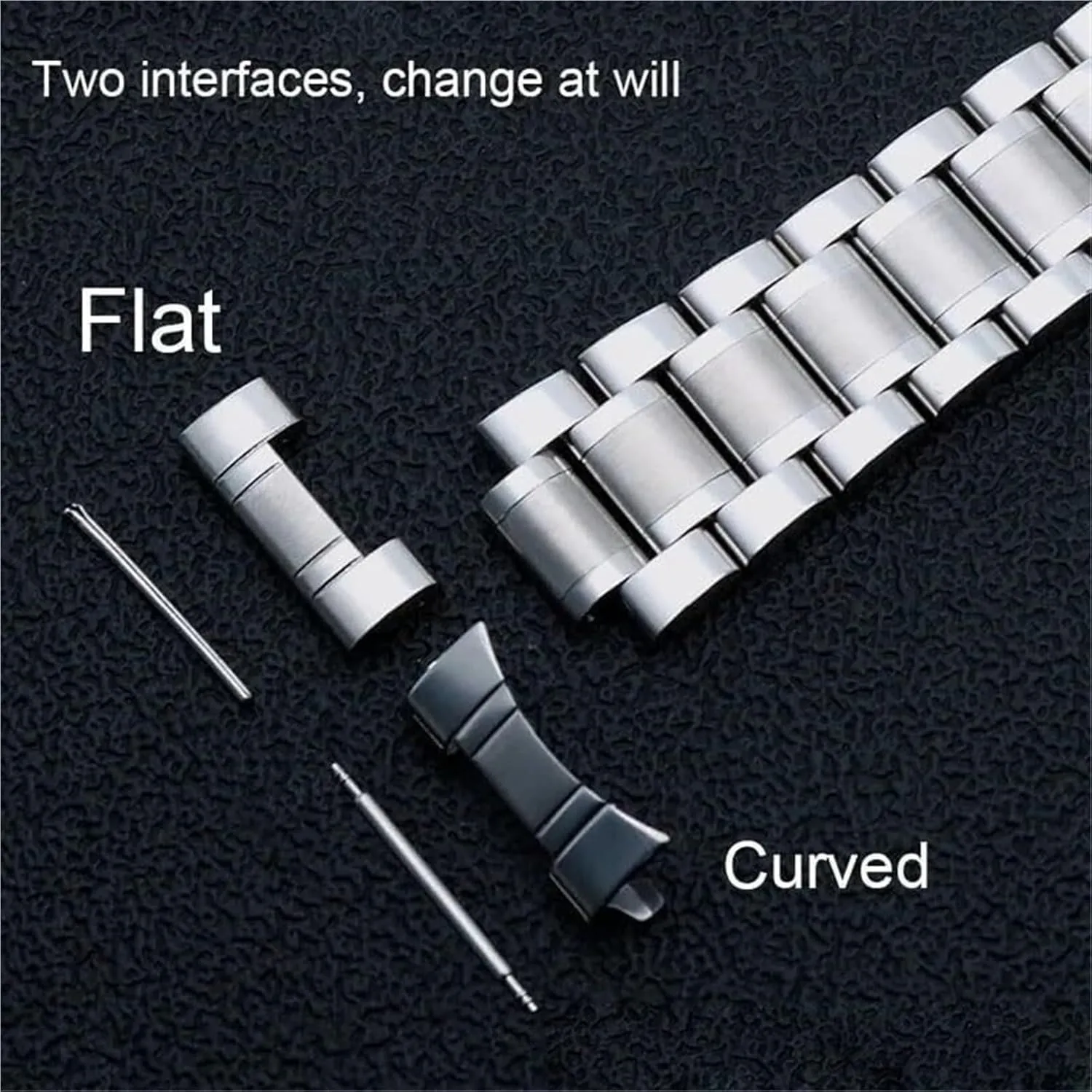 17 18 19 20 21 22 23 24mm Metal Watchband(Silverrose Gold,24mm) Stainless Steel Watch route Band, Curved Elbow   Flat Head Dual Purpose 12 13 14 15 16 