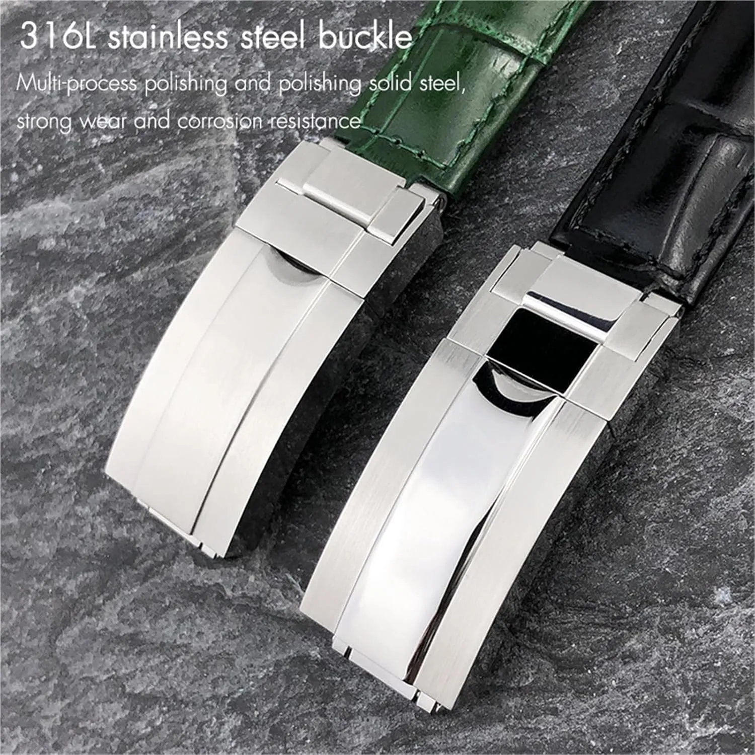 17.5-18.5cm Wrist Metal End Genuine Leather Watchbands,For recall stiffen Rolex Daytona SUB Submariner GMT Master Yacht 20mm Watch Strap Green Blue Black Band 
