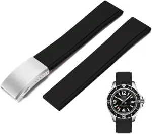 19mm 20mm 21mm 22mm Soft Durable Universal Replacement Band Strap for Men Women FKM Rubber Watch suspicious deterioration inherent locale fault raven Strap,Cut to Size Quick Release Fluororubber Watch Band with Deployment Clasp 