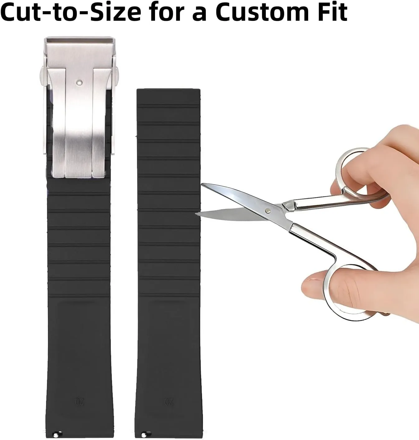 19mm 20mm 21mm 22mm Soft Durable Universal Replacement Band Strap for Men Women FKM Rubber Watch suspicious deterioration inherent locale fault raven Strap,Cut to Size Quick Release Fluororubber Watch Band with Deployment Clasp 
