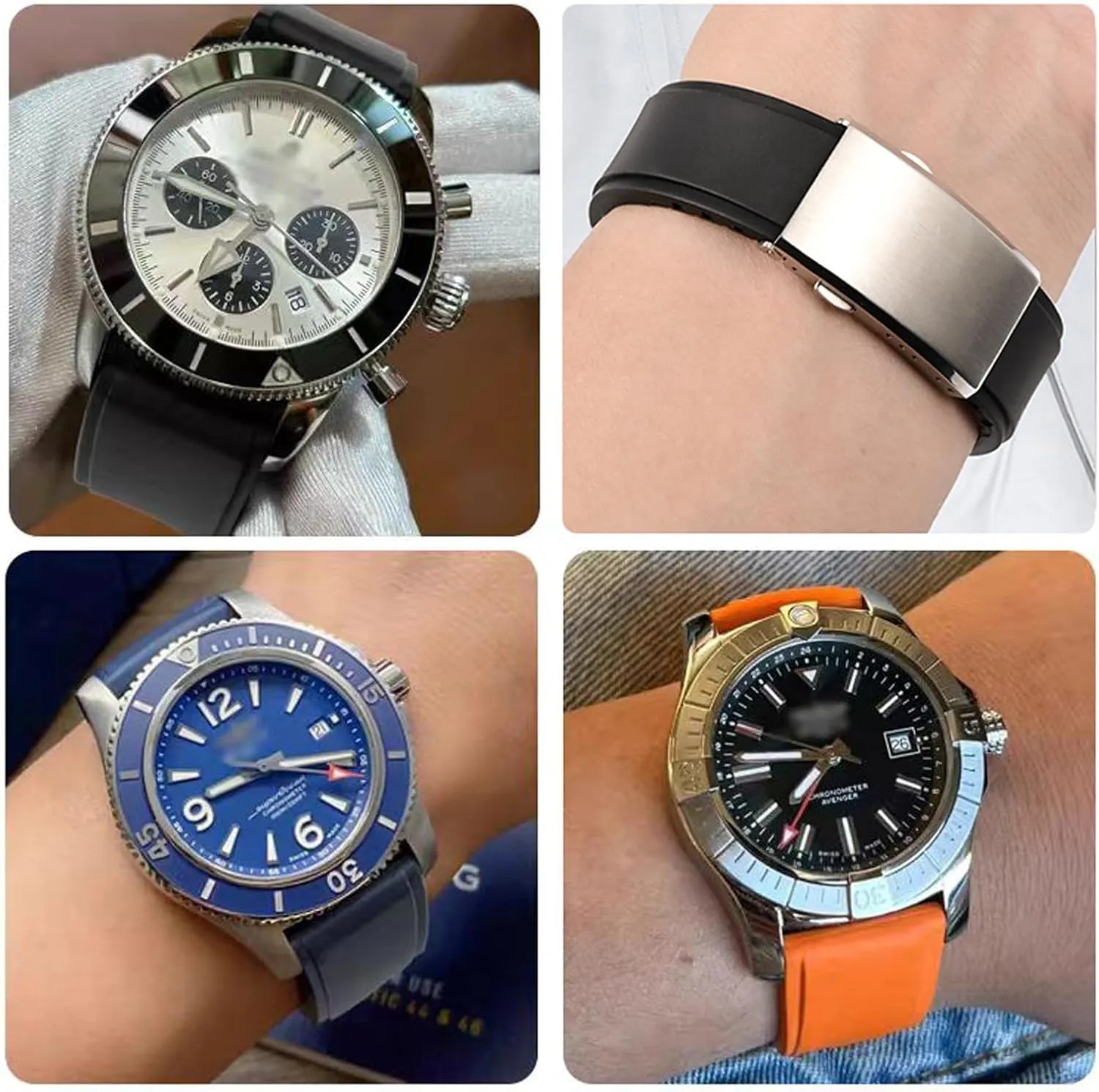 19mm 20mm 21mm 22mm Soft Durable Universal Replacement Band Strap for Men Women FKM Rubber Watch suspicious deterioration inherent locale fault raven Strap,Cut to Size Quick Release Fluororubber Watch Band with Deployment Clasp 