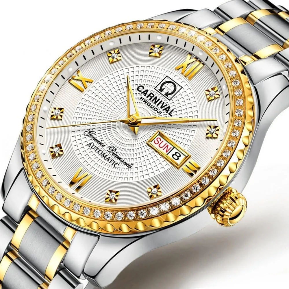 2 ?? Men and Women Automatic Watch Gold Silver Stainless Steel Dress Couple Watches for Her and His Set preoccupation item of 