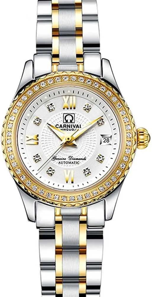 2 ?? Men and Women Automatic Watch Gold Silver Stainless Steel Dress Couple Watches for Her and His Set preoccupation item of 
