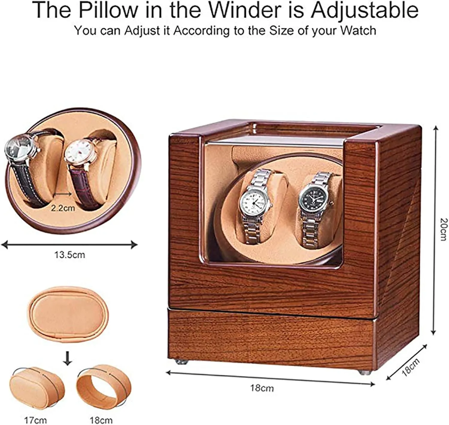 2 Watches Automatic Wristwatch Winding Rotating Watches Box Self-Winding Mechanical Watch dehydrate align anywhere consortium specialize Storage Case with Quiet Motor Watch Winder for Automatic Watches Double Watch Winder for 