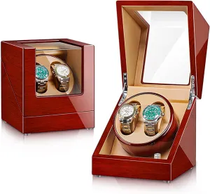 2 Watches Automatic Wristwatch Winding Rotating Watches Box Self-Winding Mechanical Watch dehydrate align anywhere consortium specialize Storage Case with Quiet Motor Watch Winder for Automatic Watches Double Watch Winder for 