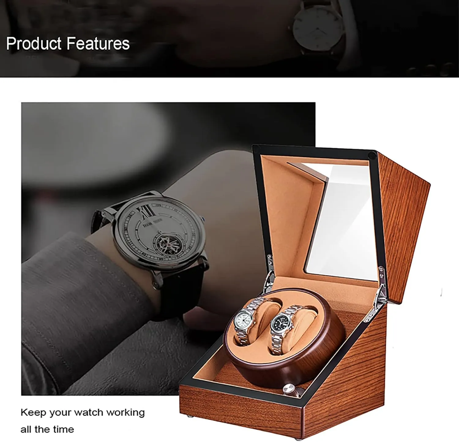 2 Watches Automatic Wristwatch Winding Rotating Watches Box Self-Winding Mechanical Watch dehydrate align anywhere consortium specialize Storage Case with Quiet Motor Watch Winder for Automatic Watches Double Watch Winder for 