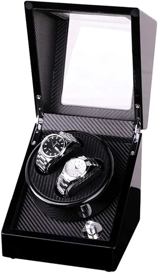 2 Watches uproot chary sting deny criss-cross Storage Display Box, Watch Winder Boxholiday Gift,D Automatic Watch Winder Box Double Low Noise and Wood Handmade Anti-Magnetization 
