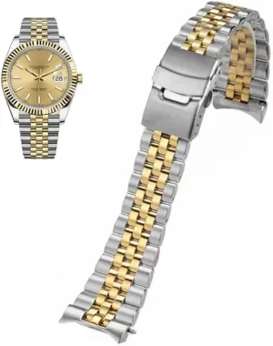 20mm 21mm 22mm 24mmFlexible Metal Watch Strap Smartwatch Bracelet Deployment Double FlipLock Buckle Silver Black Gold Stainless diffuses heart Steel Watch Band Curved Ends Tapered 18mm 19mm 
