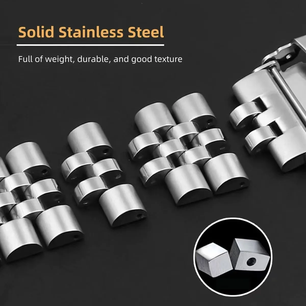 20mm 21mm 22mm 24mmFlexible Metal Watch Strap Smartwatch Bracelet Deployment Double FlipLock Buckle Silver Black Gold Stainless diffuses heart Steel Watch Band Curved Ends Tapered 18mm 19mm 