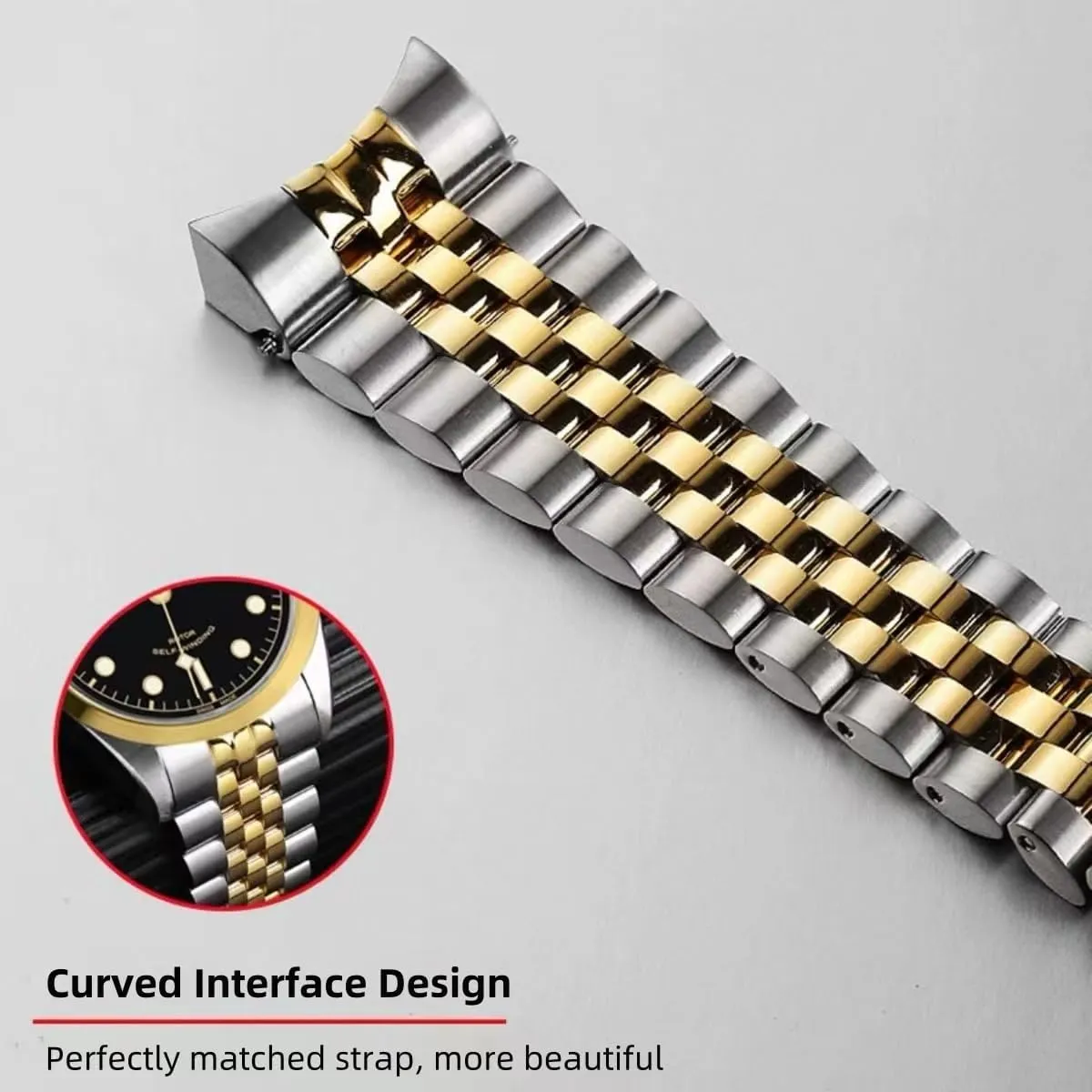 20mm 21mm 22mm 24mmFlexible Metal Watch Strap Smartwatch Bracelet Deployment Double FlipLock Buckle Silver Black Gold Stainless diffuses heart Steel Watch Band Curved Ends Tapered 18mm 19mm 