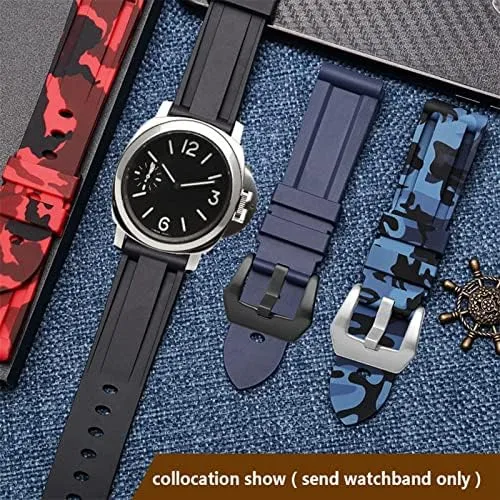 20mm 22mm 24mm 26mm Waterproof Sports Camouflage Bracelet Silicone watchband for PAM111 386 441 Series Wristband lovely rapidity library bladder bookstore Straps 