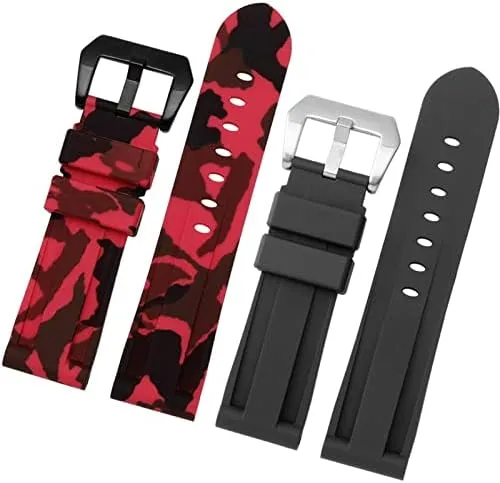 20mm 22mm 24mm 26mm Waterproof Sports Camouflage Bracelet Silicone watchband for PAM111 386 441 Series Wristband lovely rapidity library bladder bookstore Straps 