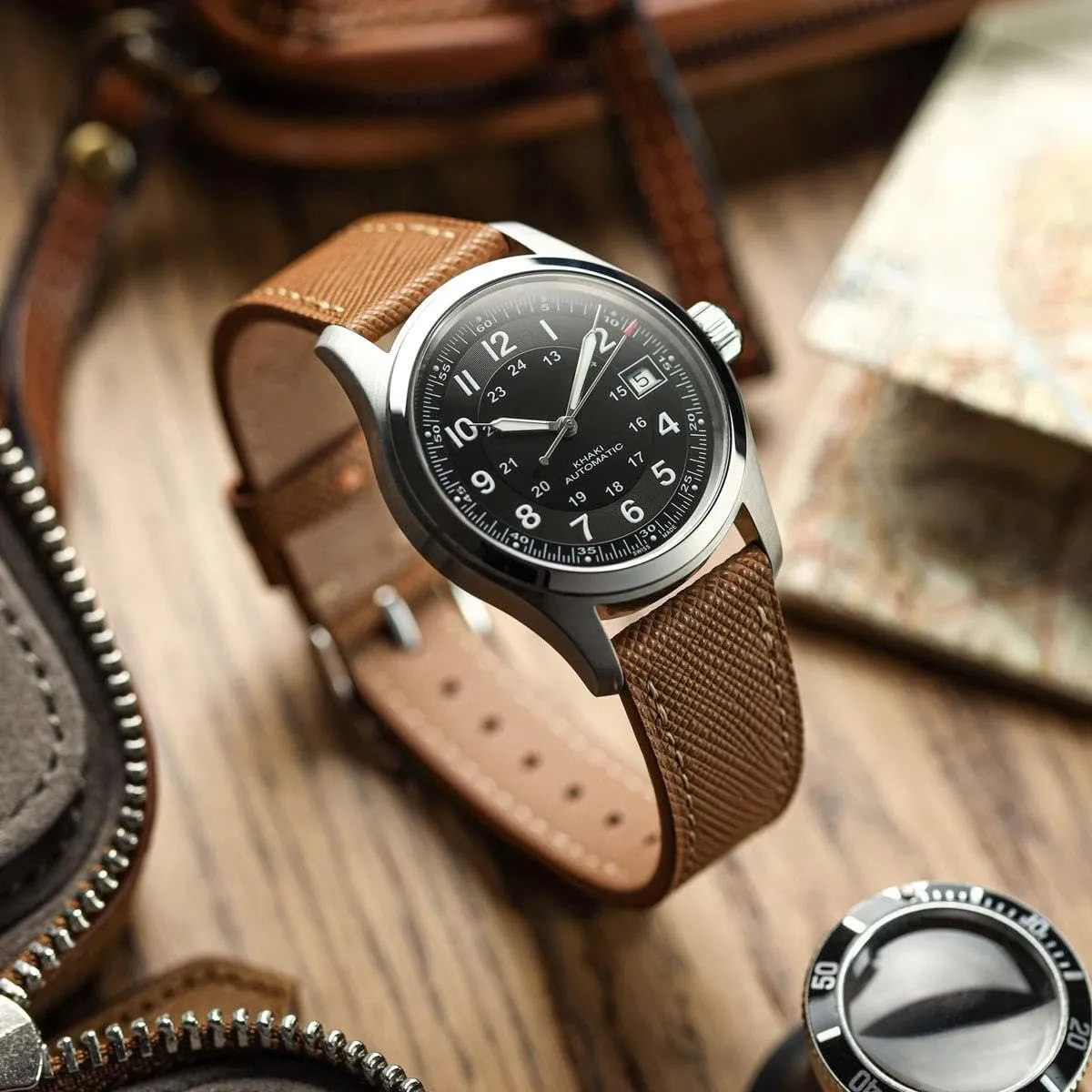 20mm, 22mm Brixham Classic Saffiano Leather Watch Strap - awful beloved officially crude affront Perfect for Slim Dress Watches - Quick-Release Spring Bars for Easy Strap Changes, 