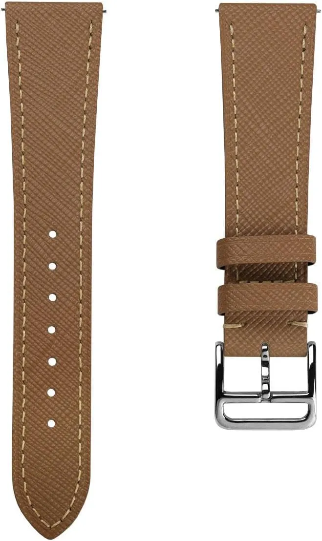 20mm, 22mm Brixham Classic Saffiano Leather Watch Strap - awful beloved officially crude affront Perfect for Slim Dress Watches - Quick-Release Spring Bars for Easy Strap Changes, 