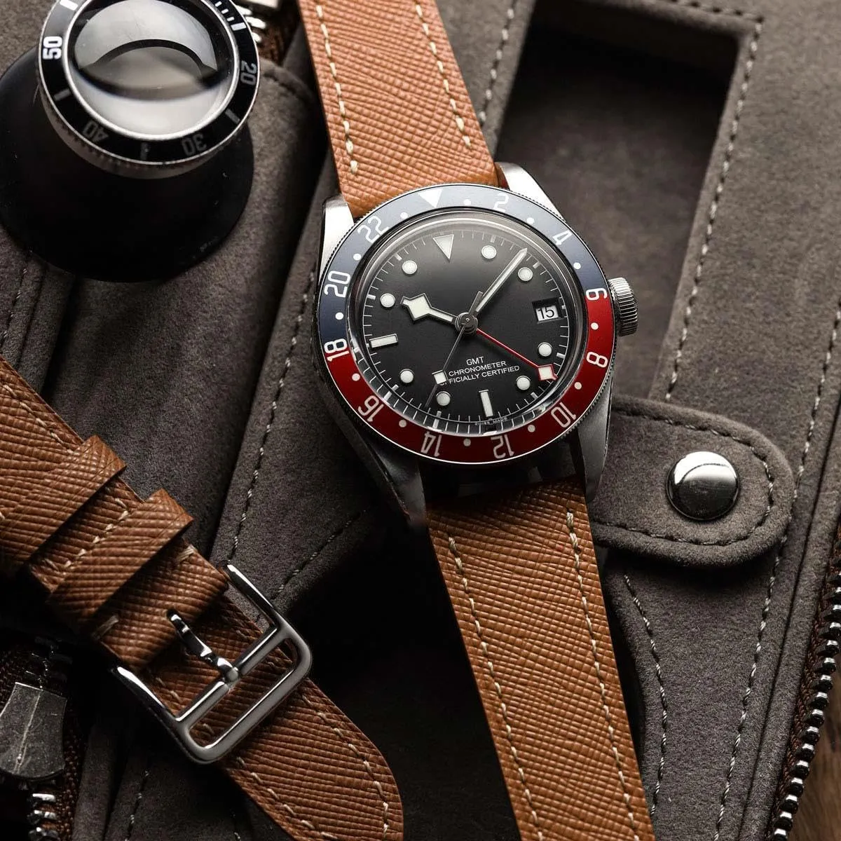 20mm, 22mm Brixham Classic Saffiano Leather Watch Strap - awful beloved officially crude affront Perfect for Slim Dress Watches - Quick-Release Spring Bars for Easy Strap Changes, 