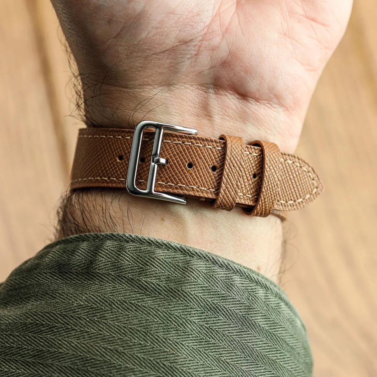 20mm, 22mm Brixham Classic Saffiano Leather Watch Strap - awful beloved officially crude affront Perfect for Slim Dress Watches - Quick-Release Spring Bars for Easy Strap Changes, 