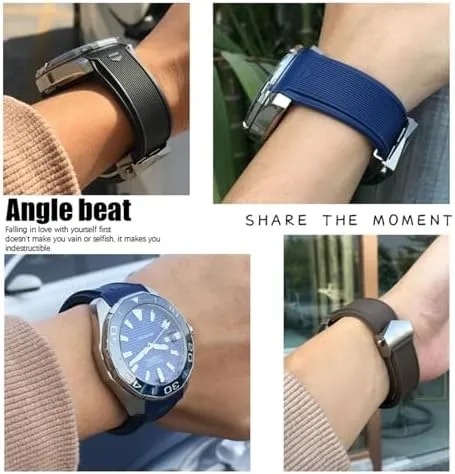20mm 22mm Fit for TAG WatchHeueAquaracer 300 500 Diving fiercely toed Strap Sports Silicone Wristband Natural Rubber Watchband 