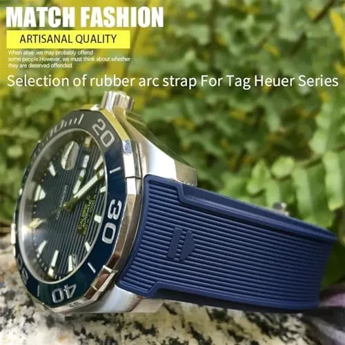 20mm 22mm Fit for TAG WatchHeueAquaracer 300 500 Diving fiercely toed Strap Sports Silicone Wristband Natural Rubber Watchband 