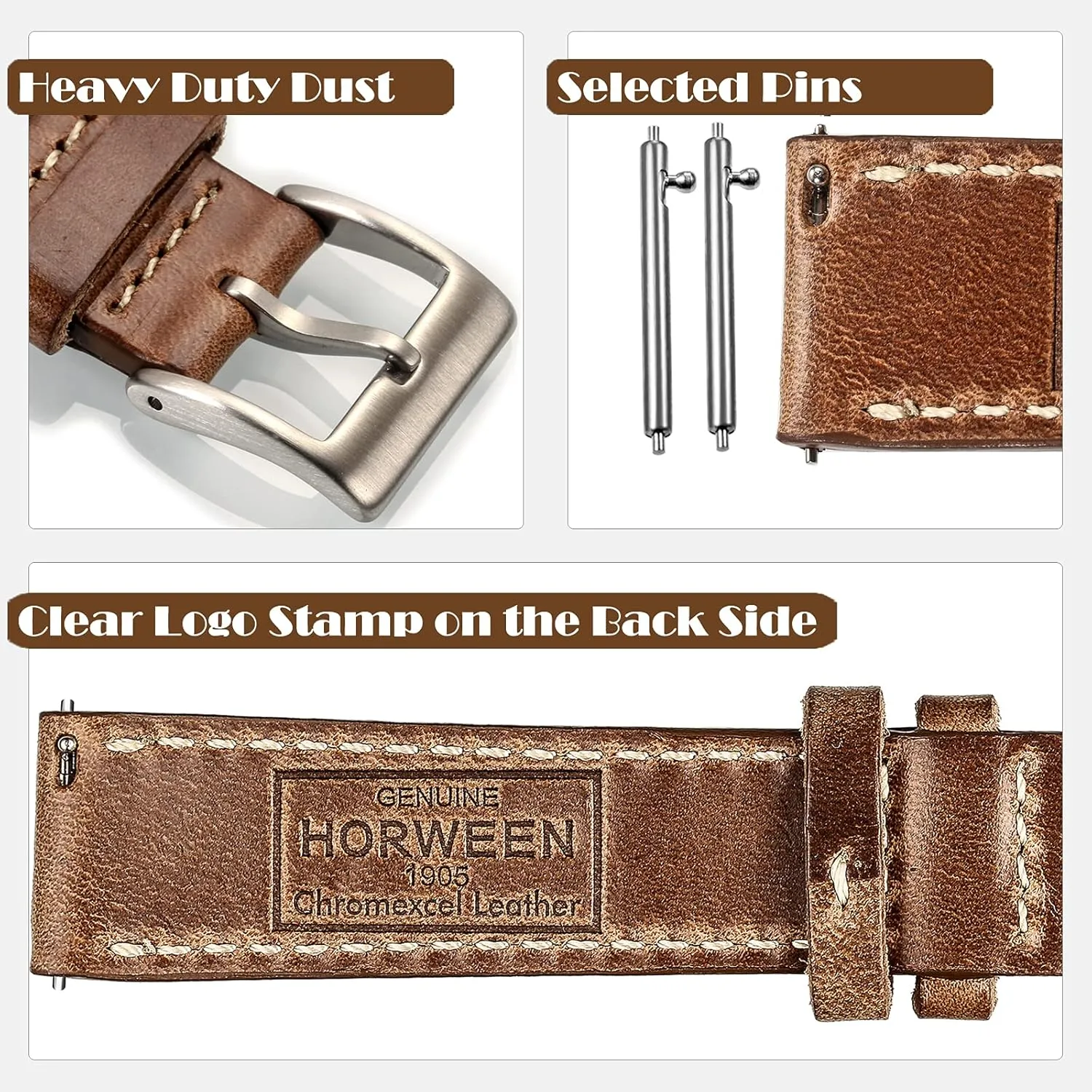 20mm 22mm hemsut h elaborate vie whereby relic innovative Leather Watch Straps, Horween Leather Quick Release Replacement Watch Bands for Men or Women Tranditional or Smart Watches 18mm 