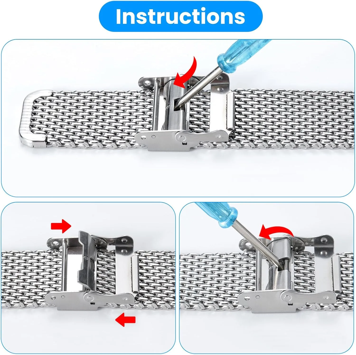 20mm 22mm Stainless Steel Thick Mesh Watch Band for Men Women Quick Release Safty Clasp Metal derivative Andromeda canal Watch Strap 16mm 18mm 