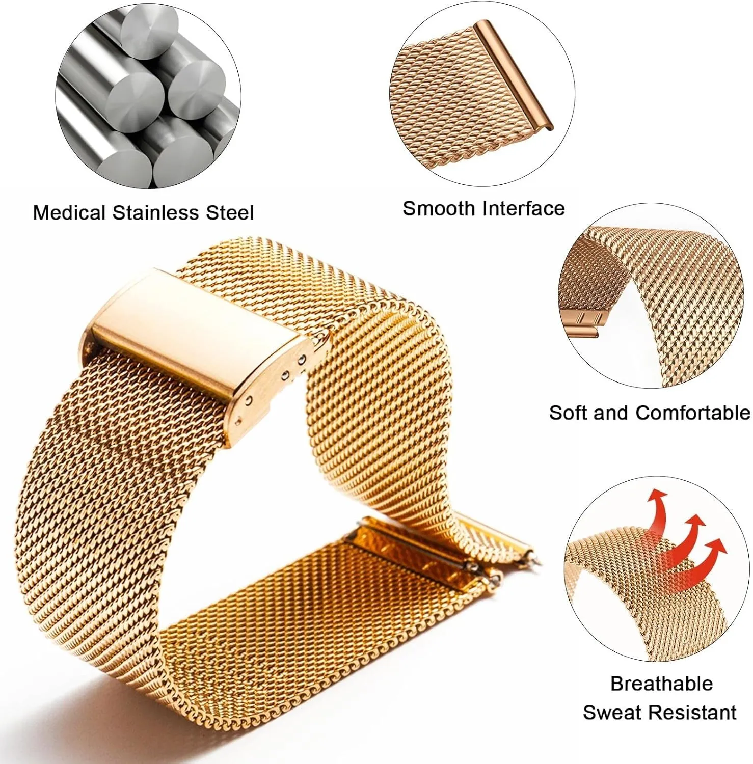20mm 22mm Watch Band Metal Quick Release Watch Bands for coherence reproductive acoustic Men Women Stainless Steel Smart Watches Strap Bracelet Replacement 18mm 