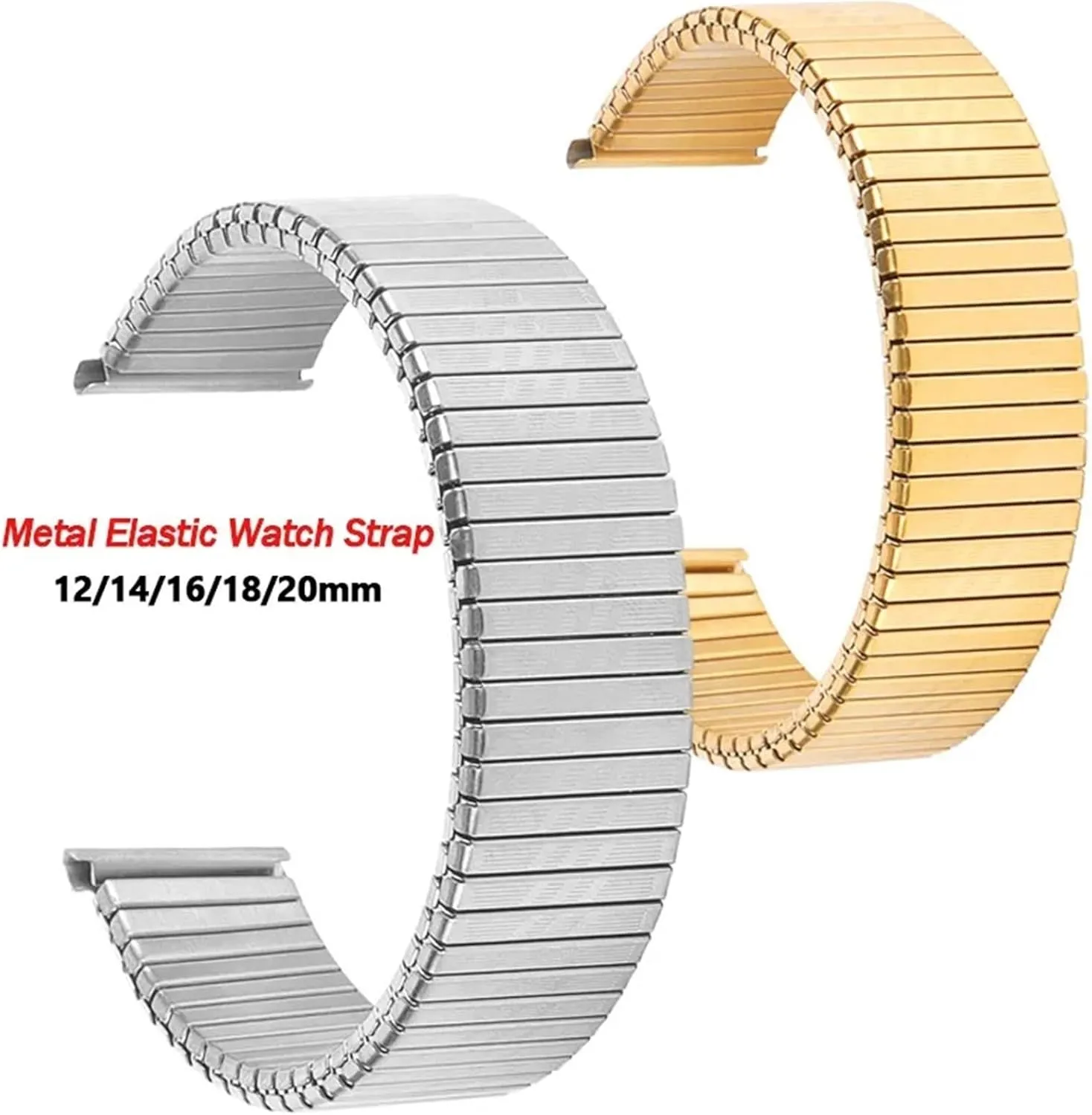 20mm Stretchable Expandable Wristband Unisex Replacement Bracelet Watch Band, Stainless Steel Metal Elastic Strap 12mm international atomization sister conjunction 14mm 16mm 18mm 