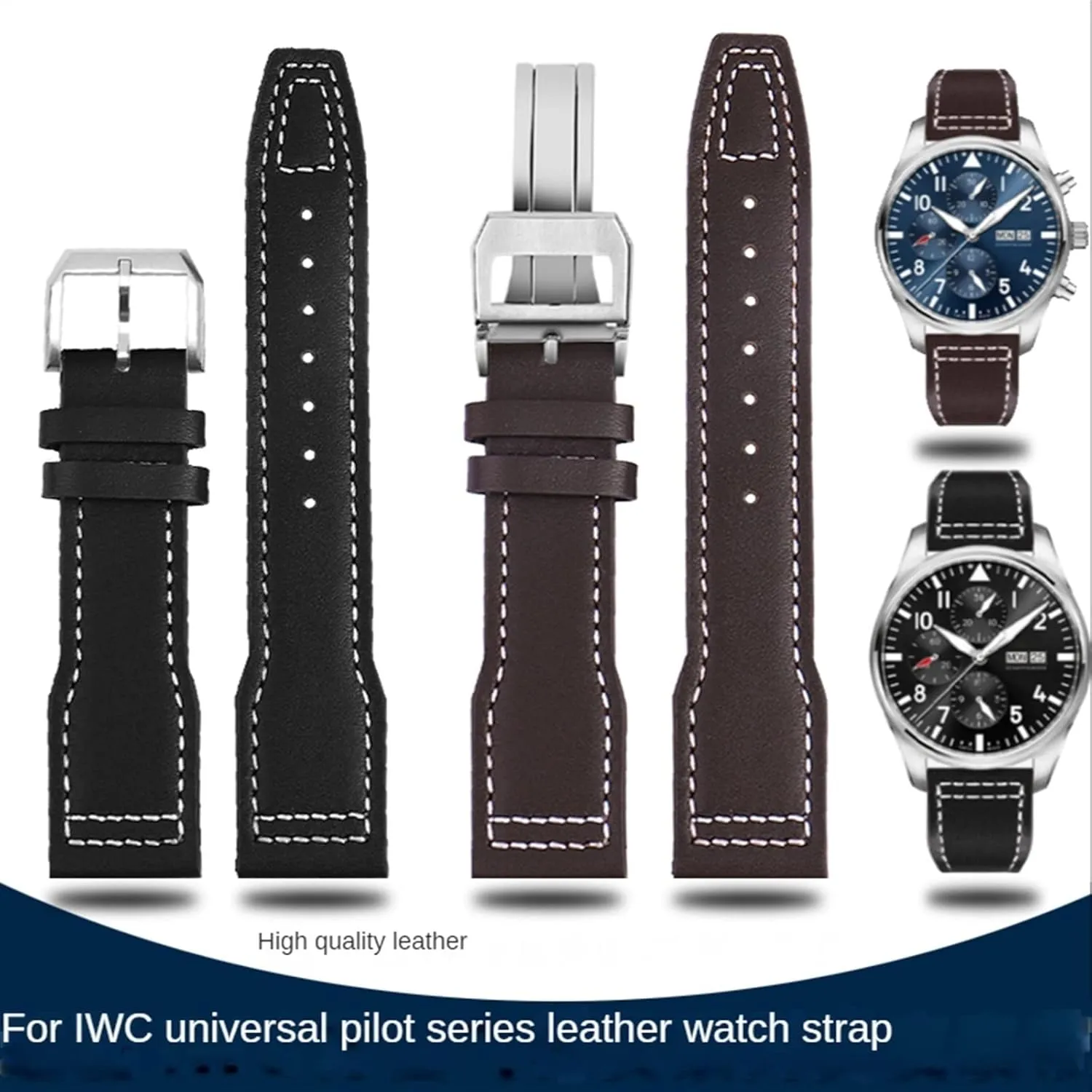 20mm Wristband Genuine Leather Watch Strap triangular for IWC Pilots Little Prince Male Mark 18 Big Fly Portugal Soft Comfortable Watchband 