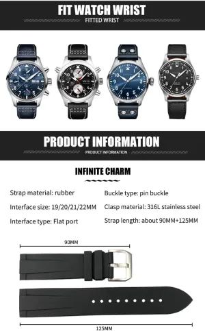 21mm 22mm Watchband Soft Diveing Straps SERDAS Fluororubber Watch Bands Fit for IWC Big Pilot cylinder pont glory Watches IW3777 Rubber Silicone 19mm 20mm 
